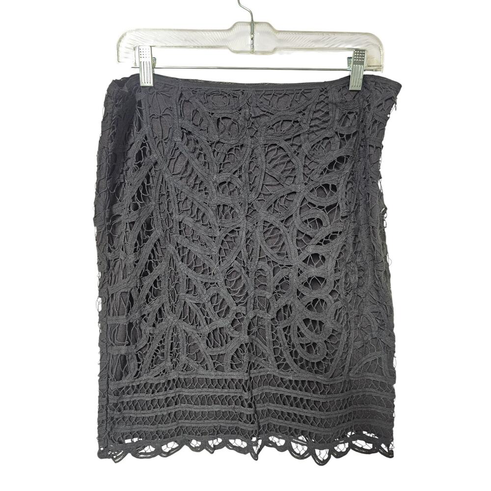INC Womens Lace Cutout Skirt Size 12 Black Office Siren Whimsigoth Fairy Grunge